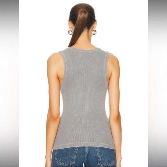 Agolde | Women’s Grey Ribbed Poppy Scoop Neck Sleeveless Tank Top, Size S - Picture 2 of 14